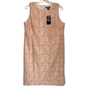 NWT Chaps Pink Floral Lace Overlay Sheath Dress Size 12 Women’s Sleeveless